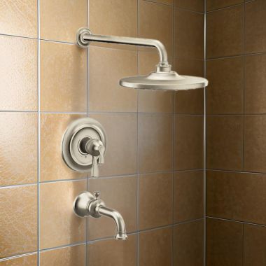 Click here to see Moen UTS444303EPBN Moen Colinet Tub/Shower Faucet with Two-Handle Flow Control and Temperature Adjust Valve Trim, Lever Handles, M-Core 4, Thermostatic Cartridge, Brushed Nickel - UTS444303EPBN