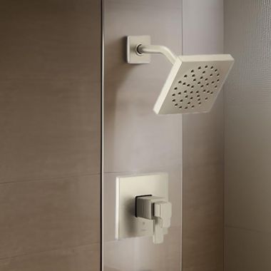 Click here to see Moen UTS4715EPBN Moen 90 Degree Eco-Performace Rainshower Faucet, Lever Handle, Single Function, M-Core 4, Thermostatic Cartridge, 1.75 GPM, Brushed Nickel - UTS4715EPBN