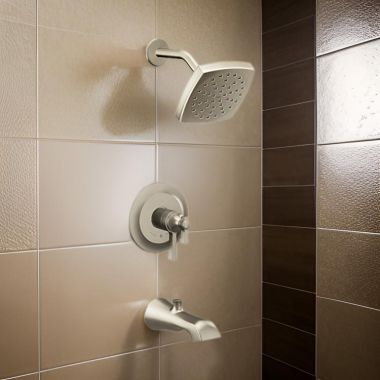 Click here to see Moen UTS4913EPBN Moen Flara Tub/Shower Faucet with Two-Handle Flow Control and Temperature Adjust Valve Trim, Lever Handles, M-Core 4, Thermostatic Cartridge, Brushed Nickel - UTS4913EPBN