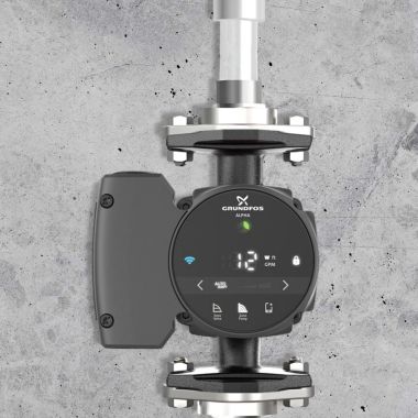 Click here to see Grundfos 92603108 Grundfos ALPHA ECM Recirculation Pump - 1/25 HP Motor, 115V, 9H, Robust Cast Iron Body, Rotated Flange for Flexible Installation - 15-58FR (92603108)