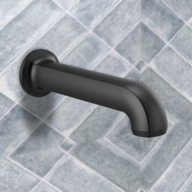 Click here to see Brizo 73606-BL Brizo Kintsu Wall-Mount Non-Diverter Tub Spout with Universal Adapter, Solid Brass, 1/2-inch Connection Size, Matte Black - 73606-BL