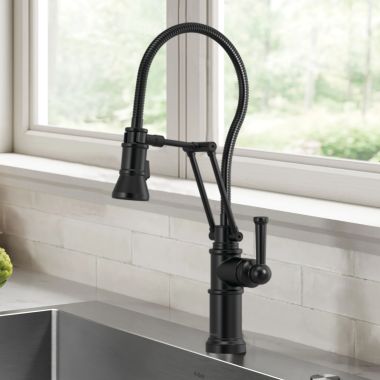 Click here to see Brizo 63125LF-BL Brizo Artesso Single-Handle Articulating Kitchen Faucet w/ Finished Hose, 2-Function Sprayer, MagneDock, 1.8 GPM, Matte Black - 63125LF-BL