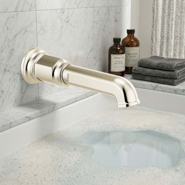 Click here to see Brizo RP100328PN Brizo Invari Wall Mounted Non-Diverter Tub Spout, Solid Brass, 1/2