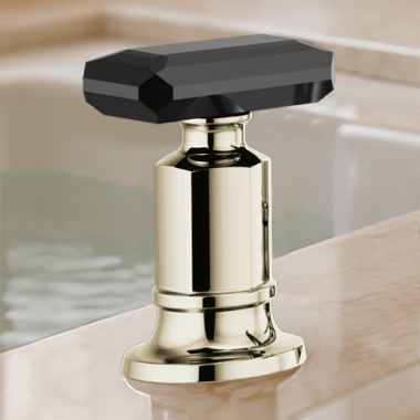 Click here to see Brizo HK676-PNBC Brizo Invari Roman Tub Faucet Handle Kit w/ Black Crystal Knob, ADA, Brilliance Polished Nickel - HK676-PNBC