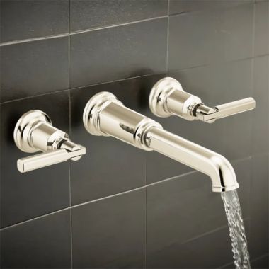 Click here to see Brizo T70476-PNLHP Brizo Invari Two-Handle Wall-Mount Tub Filler, Less Handles, 9.3 GPM, Brilliance Polished Nickel - T70476-PNLHP