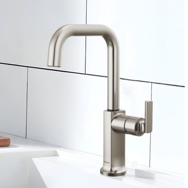 Click here to see Brizo 61007LF-SSLHP-L Brizo Kintsu Single Handle Bar Faucet with Square Spout, Less Handle, 1.8 GPM, Lumicoat Stainless - 61007LF-SSLHP-L