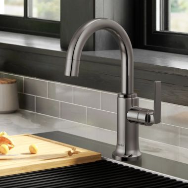 Click here to see Brizo 61306LF-C-BNX-L Brizo Kintsu Single Handle Beverage Faucet with Arc Spout, Air Gap, DIAMOND Seal, 1.5 GPM, Lumicoat Black Onyx - 61306LF-C-BNX-L
