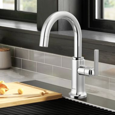 Click here to see Brizo 61306LF-C-PC-L Brizo Kintsu Single Handle Beverage Faucet with Arc Spout, Air Gap, DIAMOND Seal, 1.5 GPM, Lumicoat Polished Chrome - 61306LF-C-PC-L