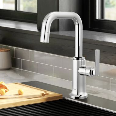 Click here to see Brizo 61307LF-C-PC-L Brizo Kintsu Single Handle Beverage Faucet with Square Spout, Air Gap, DIAMOND Seal, 1.5 GPM, Lumicoat Polished Chrome - 61307LF-C-PC-L