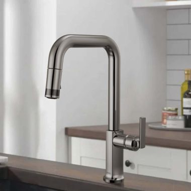 Click here to see  63007LF-BNXLHP-L Brizo Kintsu Single-Handle Pull-Down Kitchen Faucet w/ Square Spout, Less Handle, 1.8 GPM, Lumicoat Black Onyx - 63007LF-BNXLHP-L