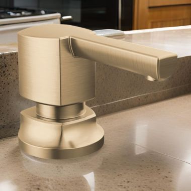 Click here to see Brizo 695306-GL-L Brizo Kintsu Soap/Lotion Dispenser, 13 oz, Lumicoat Luxe Gold - 695306-GL-L