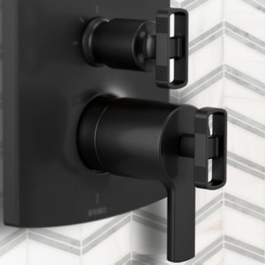 Click here to see Brizo HL7506-BL Brizo Kintsu TempAssure Thermostatic Integrated Diverter Trim Lever Handles, ADA, Matte Black - HL7506-BL 