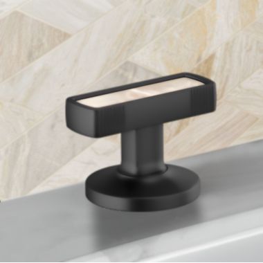Click here to see Brizo HI5306-BLPL Brizo Kintsu Widespread Lavatory Knob with Mother of Pearl Inlay Handle Kit, Matte Black - HI5306-BLPL