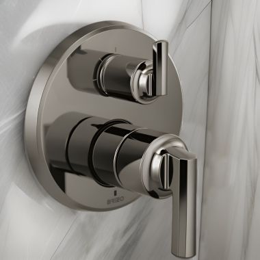 Click here to see Brizo T75P598-BNXLHP Brizo Levoir Pressure Balance Valve Trim w/ Integrated 3-Function Diverter, Less Handles, Brilliance Black Onyx - T75P598-BNXLHP
