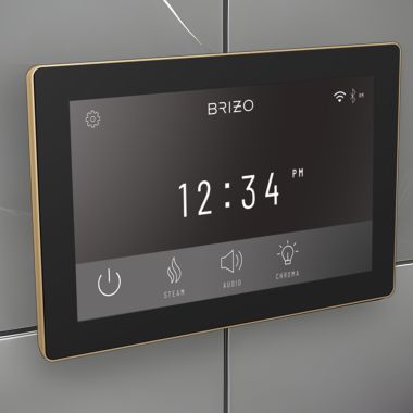 Click here to see Brizo 8CN-600S-PG-L Brizo Mystix Digital Steam Shower Controller, Touchscreen w/ 12 User Presets, Lumicoat Polished Gold - 8CN-600S-PG-L