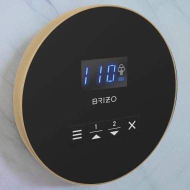 Click here to see Brizo EP103315GLL Brizo Mystix Digital Steam Shower Controller, Round, 2 Presets, Wall-Mount, Brilliance Luxe Gold - EP103315GLL