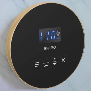 Click here to see Brizo EP103315PGL Brizo Mystix Digital Steam Shower Controller, Round, 2 Presets, Wall-Mount, Brilliance Polished Gold - EP103315PGL