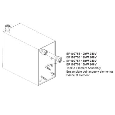 Click here to see Brizo EP102756 Brizo Tank and Element Assembly, 12kW, 208V - EP102756