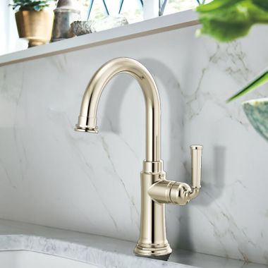 Click here to see Brizo 61074LF-PN Brizo Rook Single-Handle Bar Faucet, Lever Handle, 1.8 GPM, Brilliance Polished Nickel - 61074LF-PN