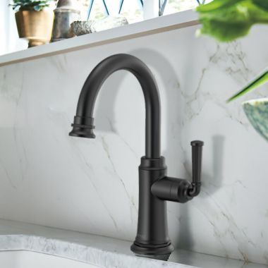 Click here to see Brizo 61374LF-C-BL Brizo Rook Cold Water Beverage Faucet w/ Integrated Air Gap, Lever Handle, Matte Black - 61374LF-C-BL