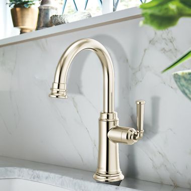 Click here to see Brizo 61374LF-C-PN Brizo Rook Single-Handle Cold Water Beverage Faucet with Integrated Air Gap, Diamond Seal, Lever Handle, 1.5 GPM, Brilliance Polished Nickel - 61374LF-C-PN
