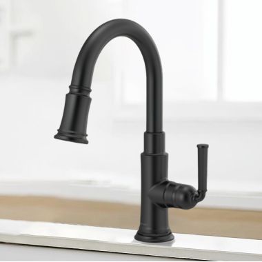 Click here to see Brizo 63974LF-BL Brizo Rook Single-Handle Pull-down Prep Faucet, MagneDock, Lever Handle, 1.8 GPM, Matte Black - 63974LF-BL