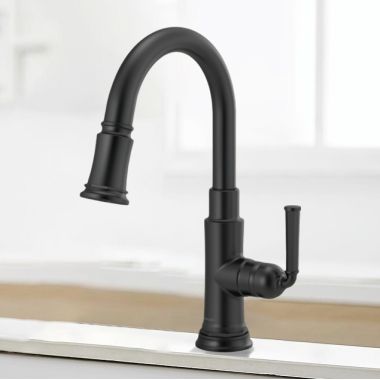 Click here to see Brizo 64074LF-BL Brizo Rook Single-Handle Pull-down Kitchen Faucet, SmartTouch, MagneDock, Lever Handle, 1.8 GPM, Matte Black - 64074LF-BL