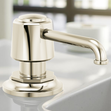 Click here to see Brizo RP100487PN Brizo Rook Soap/Lotion Dispenser, 13 Ounce, Brilliance Polished Nickel - RP100487PN
