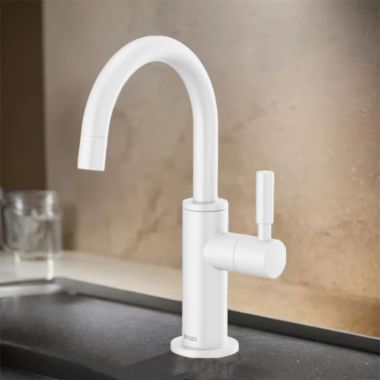 Click here to see Brizo 61320LF-C-MW Brizo Single-Handle Cold Water Beverage Faucet with Arc Spout, DIAMOND Seal, Lever Handle, ADA, 1.5 GPM, Matte White - 61320LF-C-MW
