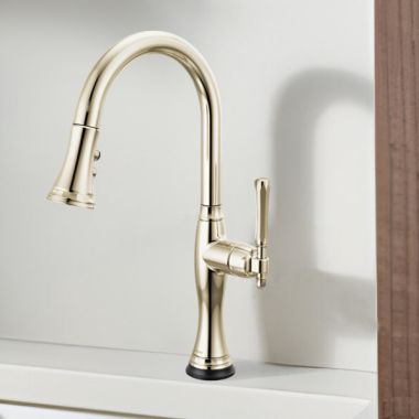Click here to see Brizo 64058LF-PN Brizo Tulham Single-Handle Pull-Down Kitchen Faucet, SmartTouch, MagneDock, Lever Handle, 1.8 GPM, Brilliance Polished Nickel - 64058LF-PN