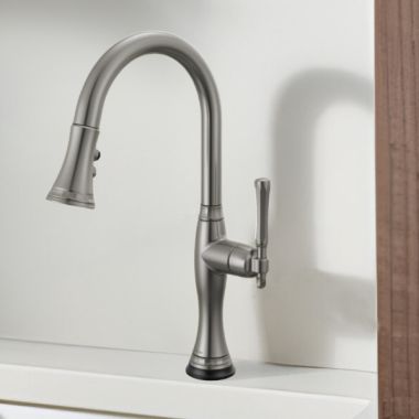 Click here to see Brizo 64058LF-SL Brizo Tulham Single-Handle Pull-Down Kitchen Faucet, SmartTouch, MagneDock, Lever Handle, 1.8 GPM, Brilliance Luxe Steel - 64058LF-SL