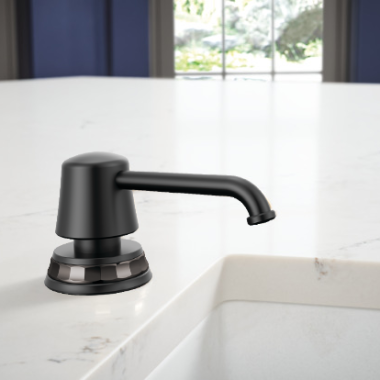 Click here to see Brizo RP101658BLBNX Brizo Tulham Soap/Lotion Dispenser, Matte Black / Brilliance Black Onyx - RP101658BLBNX