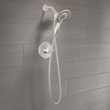 Click here to see Delta T142855-SP-I Delta Albion Monitor 14 Series Shower Only Trim with In2ition Hand Shower, TouchClean, ADA, Spotshield Brushed Nickel - T142855-SP-I
