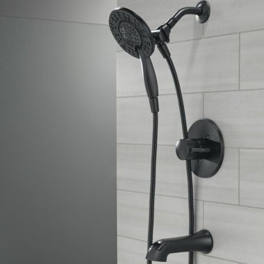Click here to see Delta T144855-BL-I Delta Albion Monitor 14 Series Tub and Shower Trim with In2ition Hand Shower, TouchClean, ADA, Matte Black - T144855-BL-I