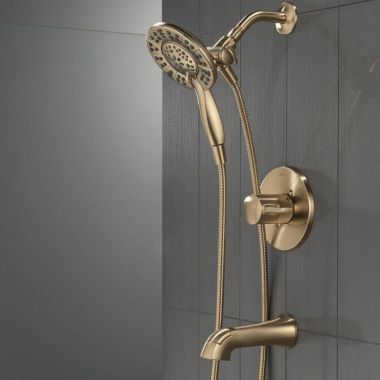 Click here to see Delta T144855-CZ-I Delta Albion Monitor 14 Series Tub & Shower Trim with In2ition Hand Shower, TouchClean, ADA, Champagne Bronze - T144855-CZ-I