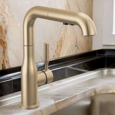 Click here to see Delta 16943-CZ-DST Delta Almari Single Handle Pull-Out Kitchen Faucet, DIAMOND Seal, MagnaTite, 1.8 GPM, Champagne Bronze - 16943-CZ-DST