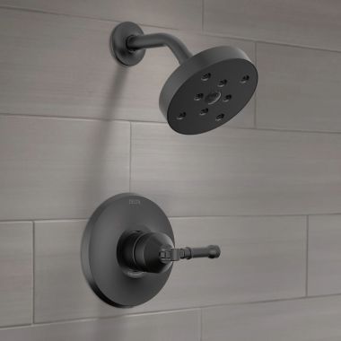 Click here to see Delta T14284-BL Delta Broderick 14 Series Monitor Shower Trim, TouchClean, H2Okinetic, MultiChoice Valve, ADA, 1.75 GPM, Matte Black - T14284-BL