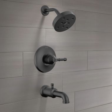 Click here to see Delta T14484-BL Delta Broderick 14 Series Monitor Tub/Shower Trim, TouchClean, H2Okinetic, MultiChoice Valve, ADA, 1.75 GPM, Matte Black - T14484-BL