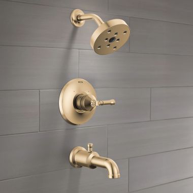 Click here to see Delta T14484-CZ-PR Delta Broderick 14 Series MonitorTub/ Shower Trim, TouchClean, H2Okinetic, ADA, 1.75 GPM, Lumicoat Champagne Bronze - T14484-CZ-PR