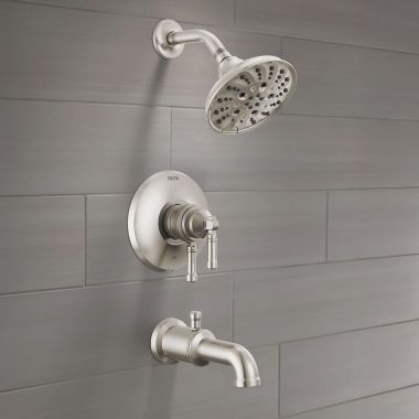 Click here to see Delta T17484-SS-PR Delta Broderick Monitor 17 Series Tub Shower Trim, TouchClean, H2Okinetic, ADA, 1.75 GPM, Lumicoat Stainless - T17484-SS-PR
