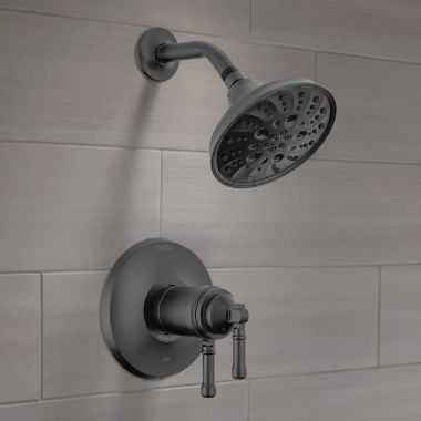 Click here to see Delta T17T284-BL Delta Broderick Monitor 17T Series Shower Trim, TouchClean, H2Okinetic, ADA, MultiChoice Valve, Matte Black - T17T284-BL