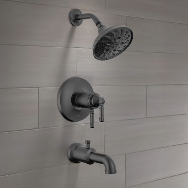 Click here to see Delta T17T484-BL Delta Broderick Monitor 17T Series Tub Shower Trim, TouchClean, H2Okinetic, ADA, MultiChoice Valve, Matte Black - T17T484-BL