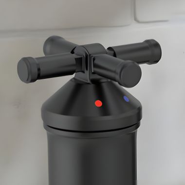 Click here to see Delta H575BL Delta Broderick Cross Handle Kit for the 3-Hole Roman Tub with a Hand Shower, ADA, Matte Black - H575BL