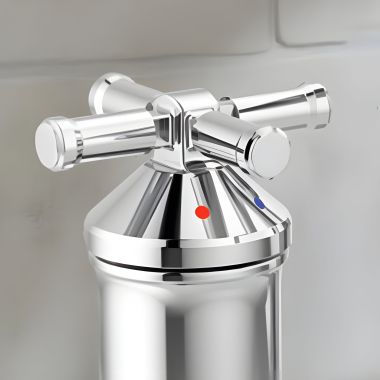 Click here to see Delta H575-PR Delta Broderick Cross Handle Kit for the 3-Hole Roman Tub with a Hand Shower, ADA, Lumicoat Chrome - H575-PR