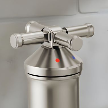 Click here to see Delta H575SS-PR Delta Broderick Cross Handle Kit for the 3-Hole Roman Tub with a Hand Shower, ADA, Lumicoat Stainless - H575SS-PR