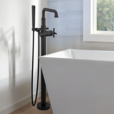Click here to see Delta T4784-BLLHP-FL Delta Broderick Floor Mount Tub Filler Trim, TouchClean, 1.75 GPM, Matte Black - T4784-BLLHP-FL