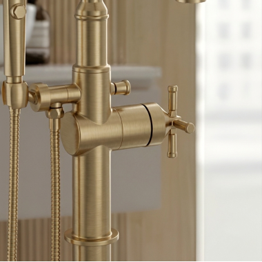 Click here to see  H594CZ-PR Delta Broderick Cross Handle Kit for T4784-CZLHP-FL Free Standing Tub Filler, ADA, Lumicoat Champagne Bronze - H594CZ-PR