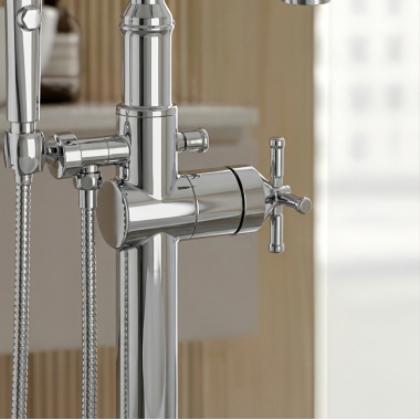 Click here to see Delta H594-PR Delta Broderick Cross Handle Kit for T4784-LHP-FL Free Standing Tub Filler, ADA, Lumicoat Chrome - H594-PR