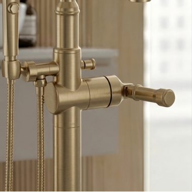 Click here to see  H593CZ-PR Delta Broderick Lever Handle Kit for T4784-CZLHP-FL Free Standing Tub Filler, ADA, Lumicoat Champagne Bronze - H593CZ-PR