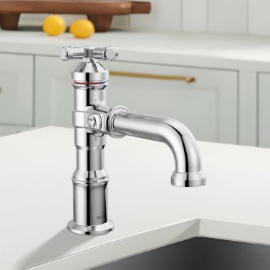 Click here to see Delta 587-PR-DST Delta Broderick Single Handle Bathroom Faucet, Single-Hole, Diamond Seal, ADA, 1.2 GPM, Lumicoat Chrome - 587-PR-DST